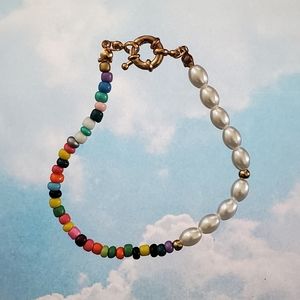 Faux Pearl and Beads Oversized Bracelet or Anklet